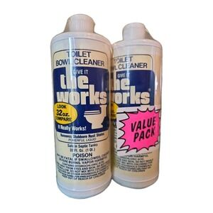 Old Formula! THE WORKS Toilet Bowl Cleaner‎ Full 70's 2-32 Oz Bottle Value